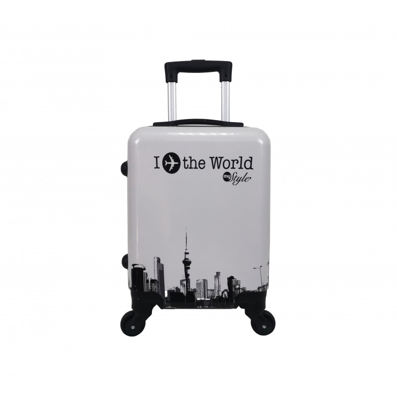 Valise Cabine 4 roues 45cm 4 roues "World"- Blanc Polyarbonate - Trolley ADC