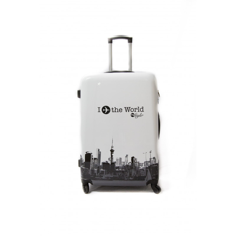 Valise grande taille 4 roues 75cm 4 roues "World"- Blanc Polyarbonate - Trolley ADC