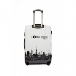Valise grande taille 4 roues 75cm 4 roues "World"- Blanc Polyarbonate - Trolley ADC